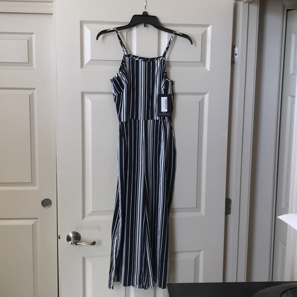 pretty little thing striped jumpsuit